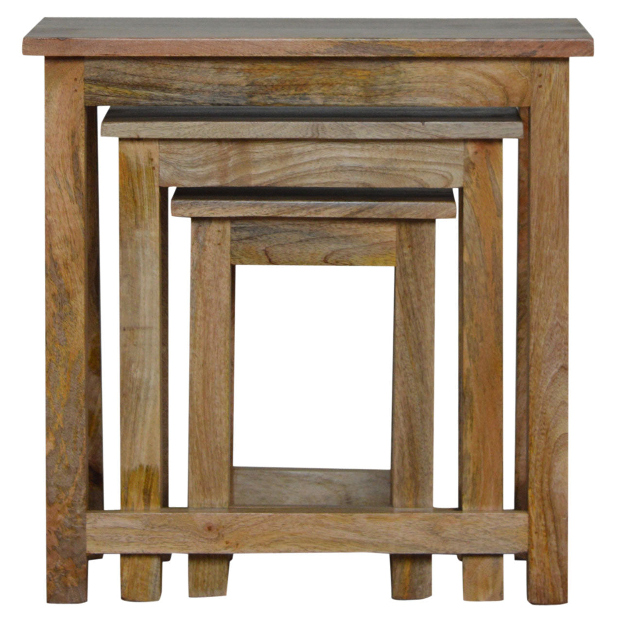 Graduated Country Stool Set of 3 Solid Mango Wood Natural