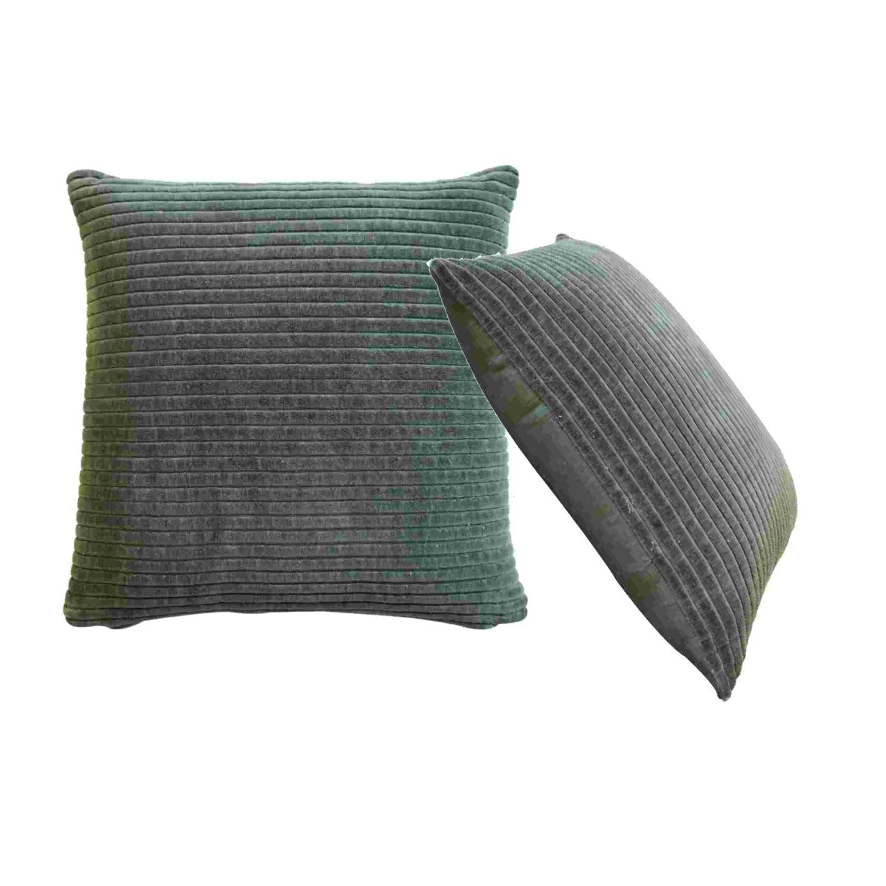Ribbed Textured Green Cushion Cover Set of 2 Fabric