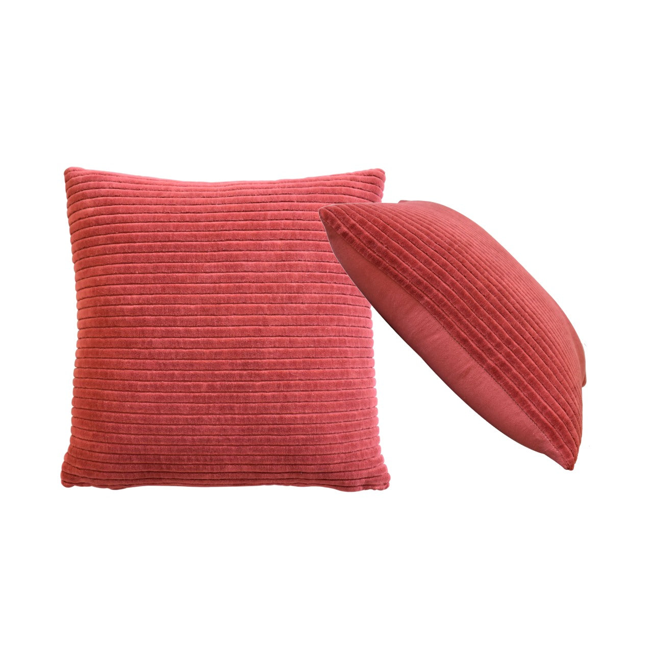 Ribbed Textured Red Cushion Cover Set of 2 Fabric