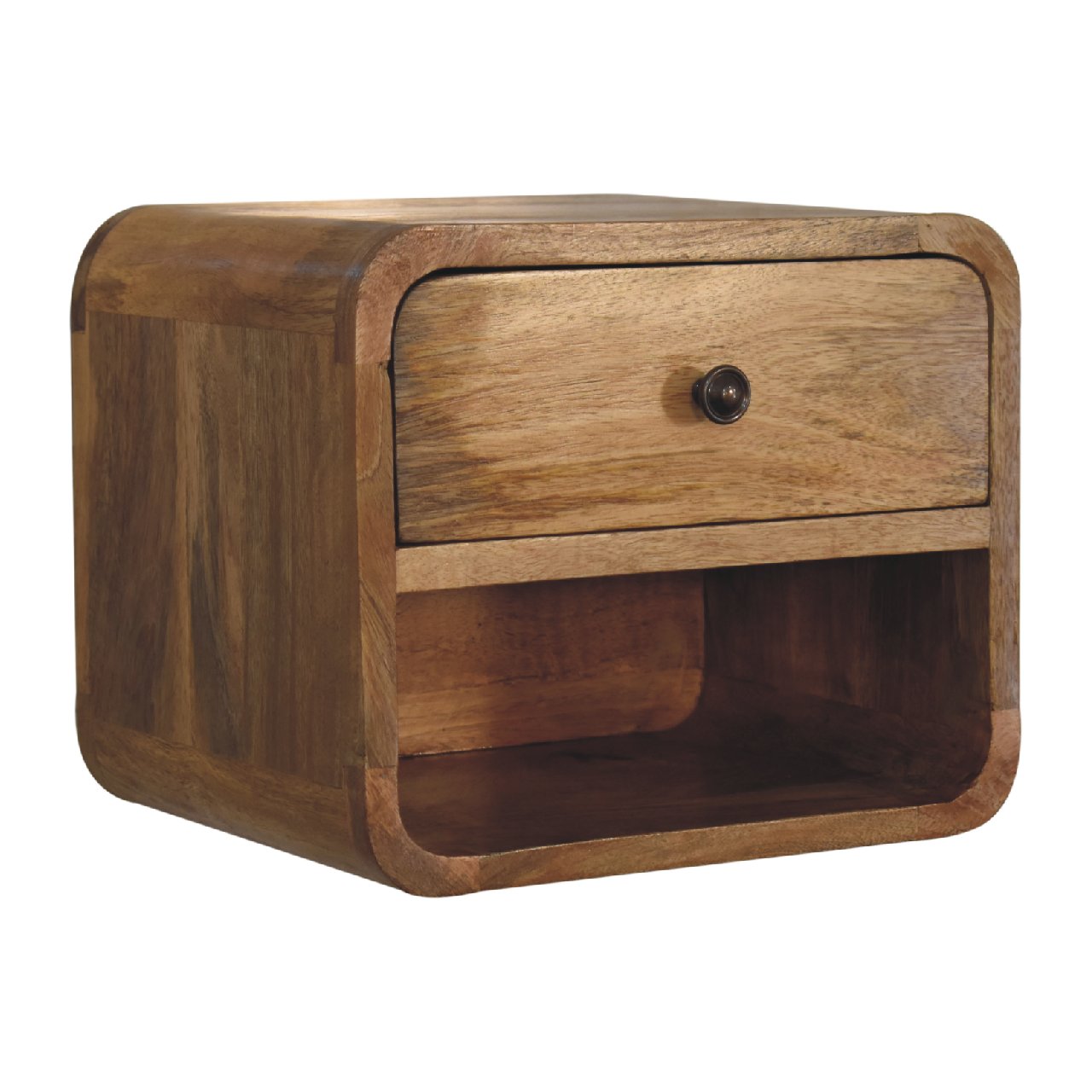 Compact Floating Open Wall Mounted Bedside Shelf Oak