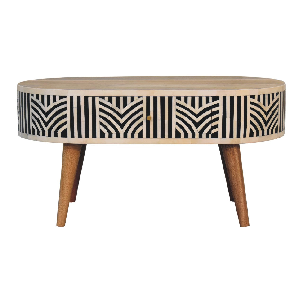 Bone Inlay Solid Mango Wood Coffee Table Natural Finish