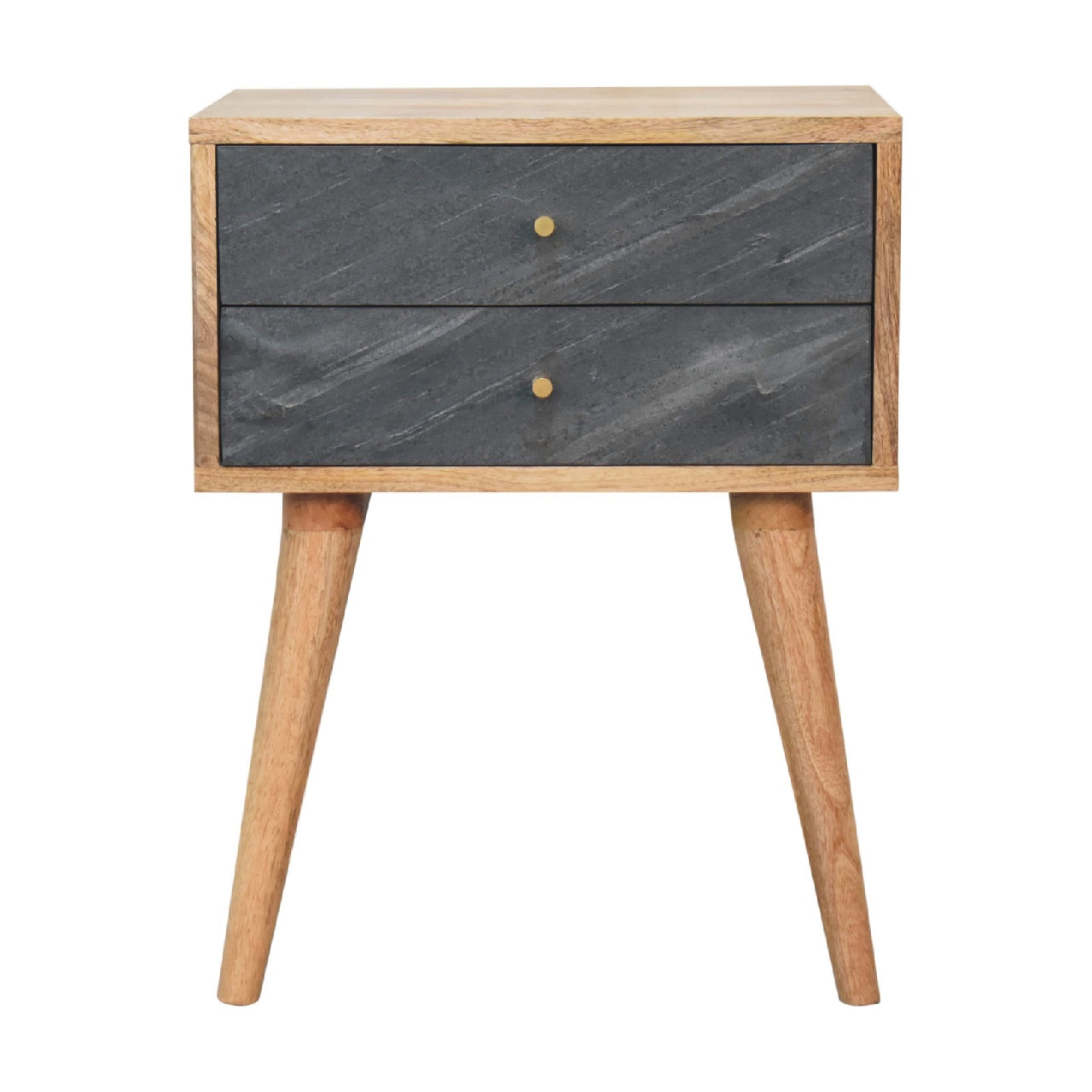 Slade Open Shelf Solid Mango Wood Bedside Table Natural Oak