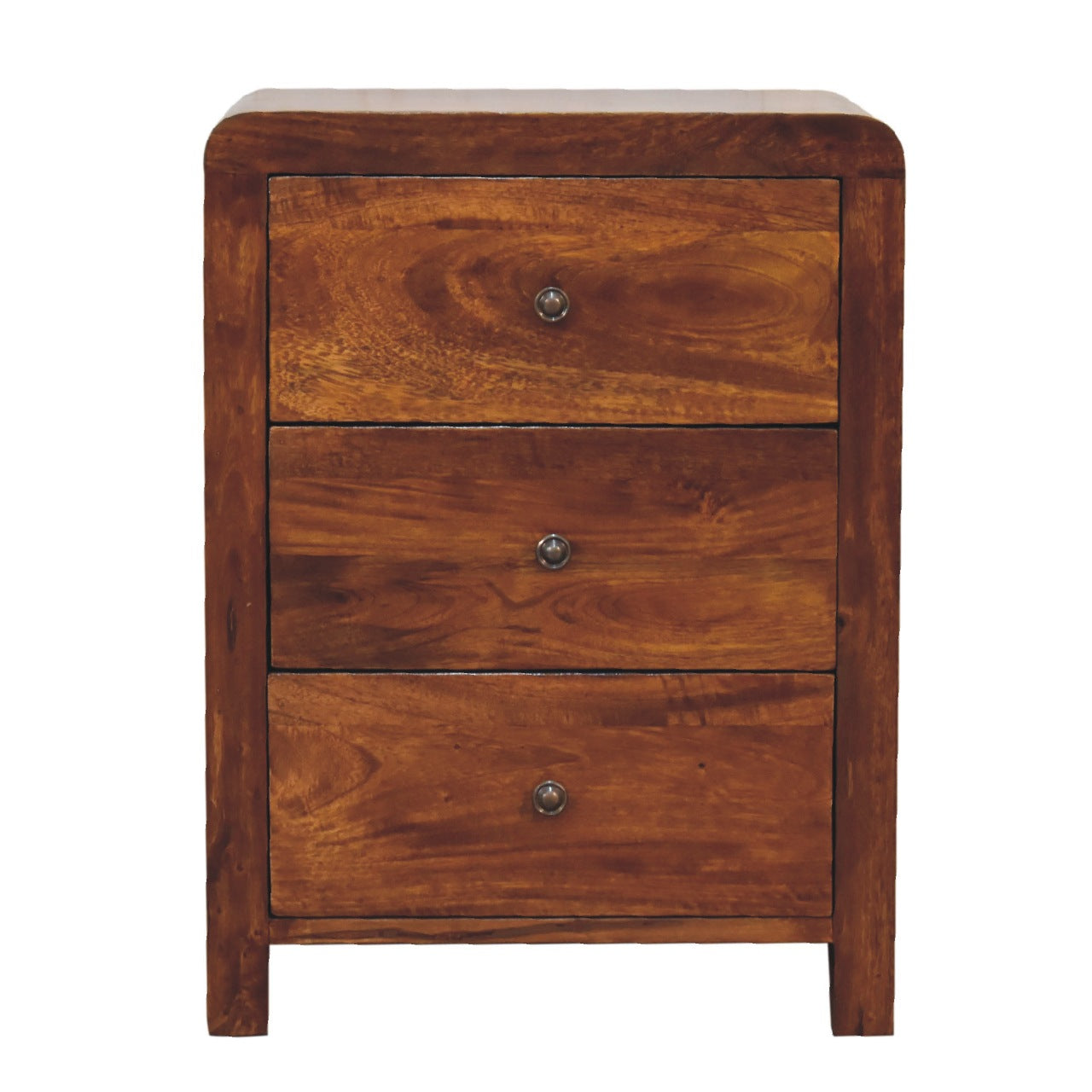 Aspen 3 Drawer Solid Mango Wood Bedside Table Natural Oak
