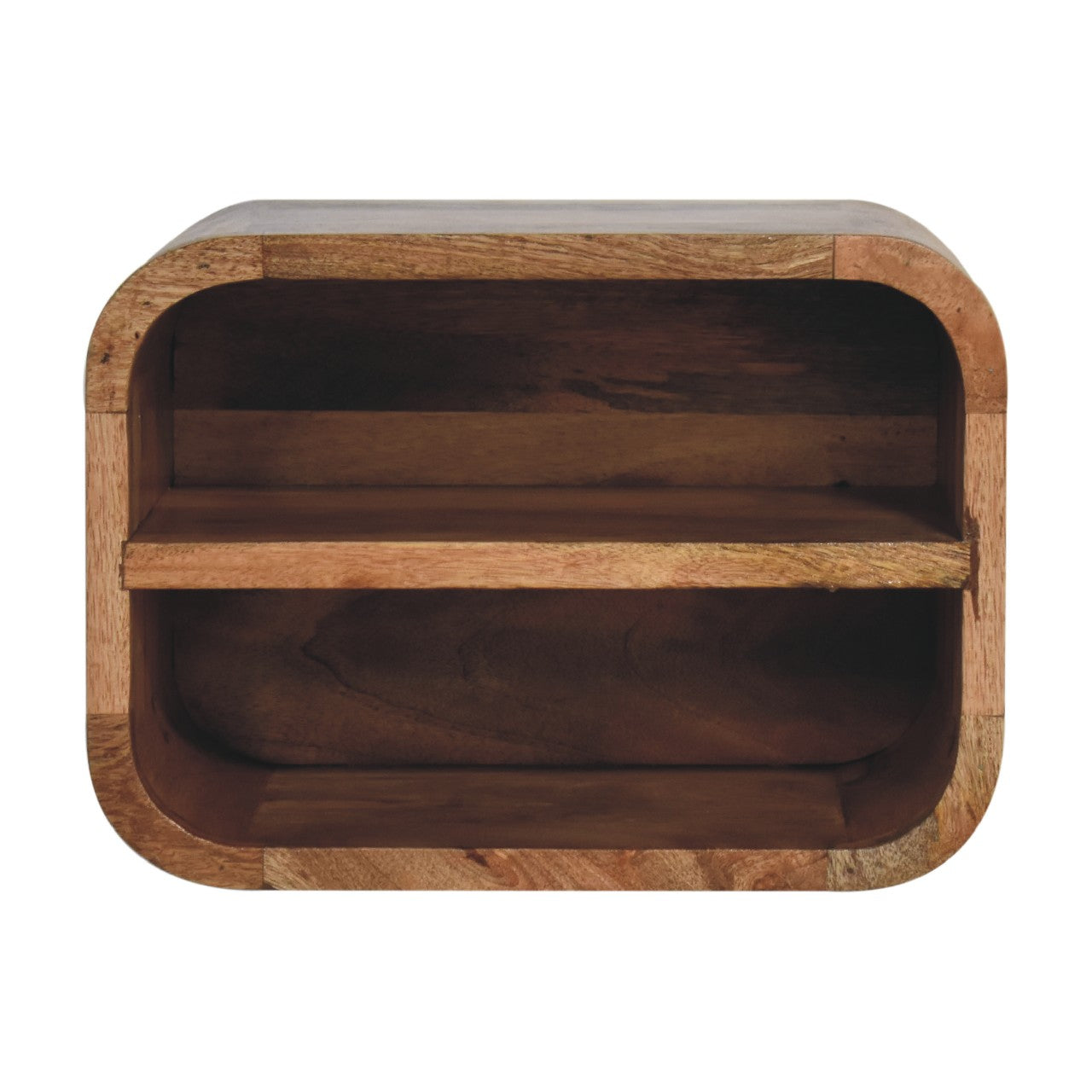 Floating Wall Mounted Curved Open Shelf Bedside Natural Oak