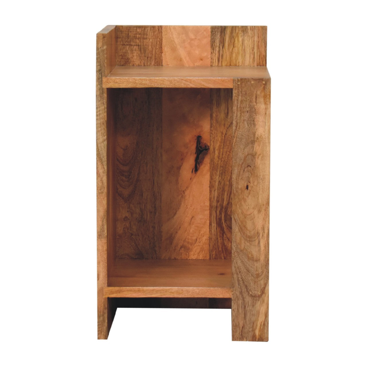 Square Box Open Shelf Solid Mango Wood Bedside Table Natural