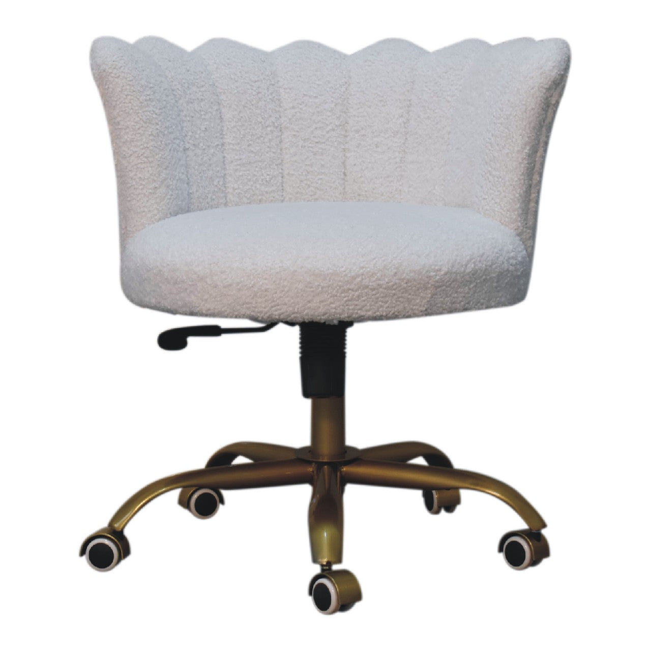 White Boucle 360 Swivel Accent Chair Living Room Natural