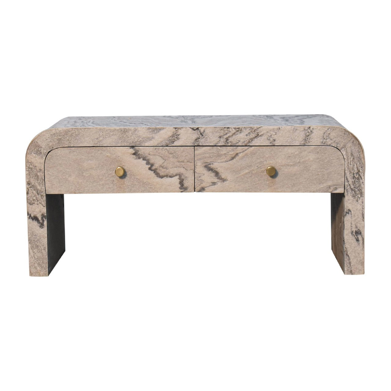 Nouveau Marble and Mango Wood TV Media Unit Natural