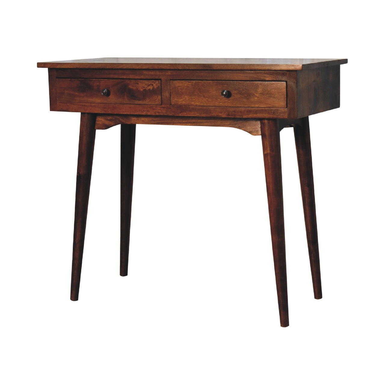 2 Drawer Solid Mango Wood Hallway Console Table Chestnut
