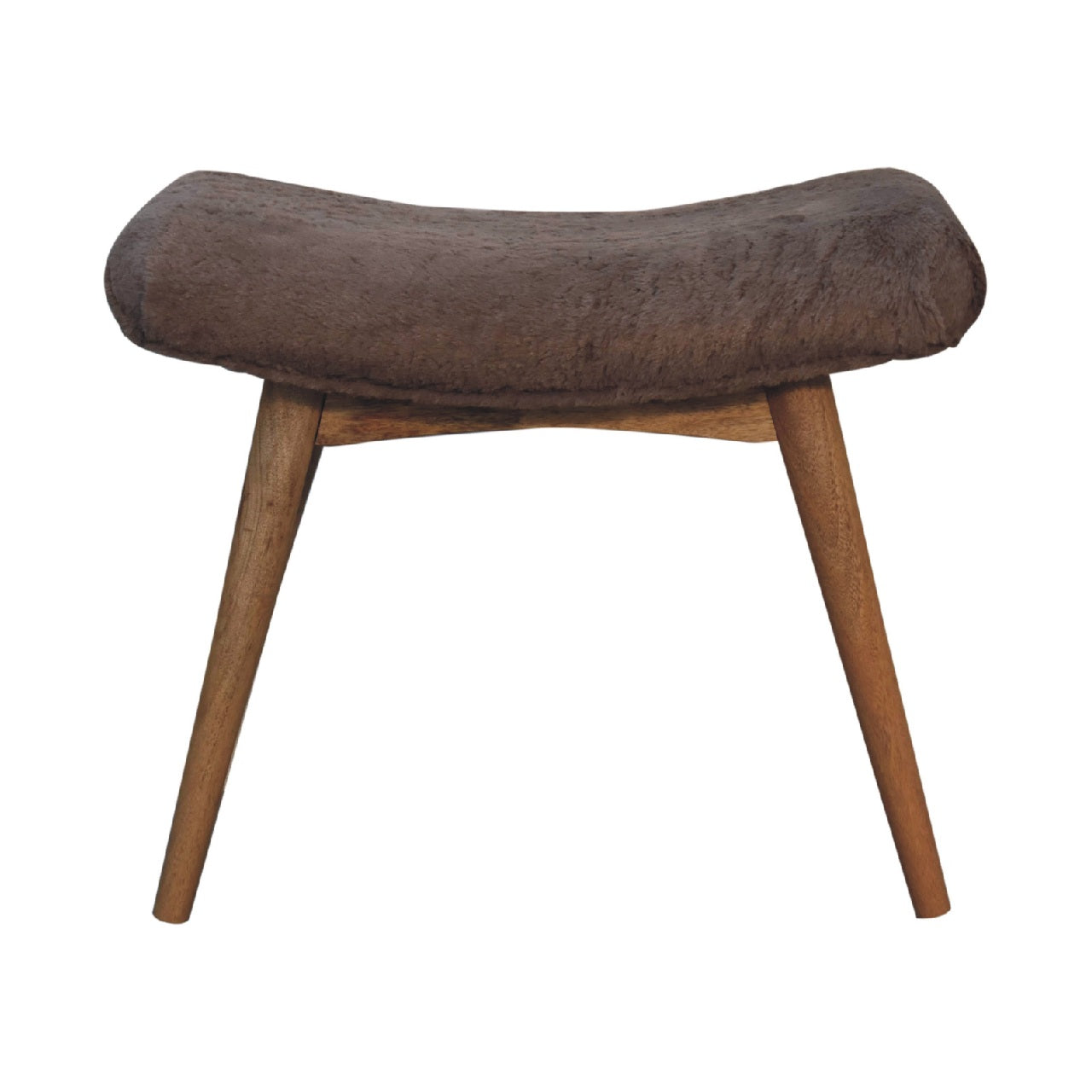 Mocha Faux Fur Curved Bedroom Bench Foot of Bed Solid Frame