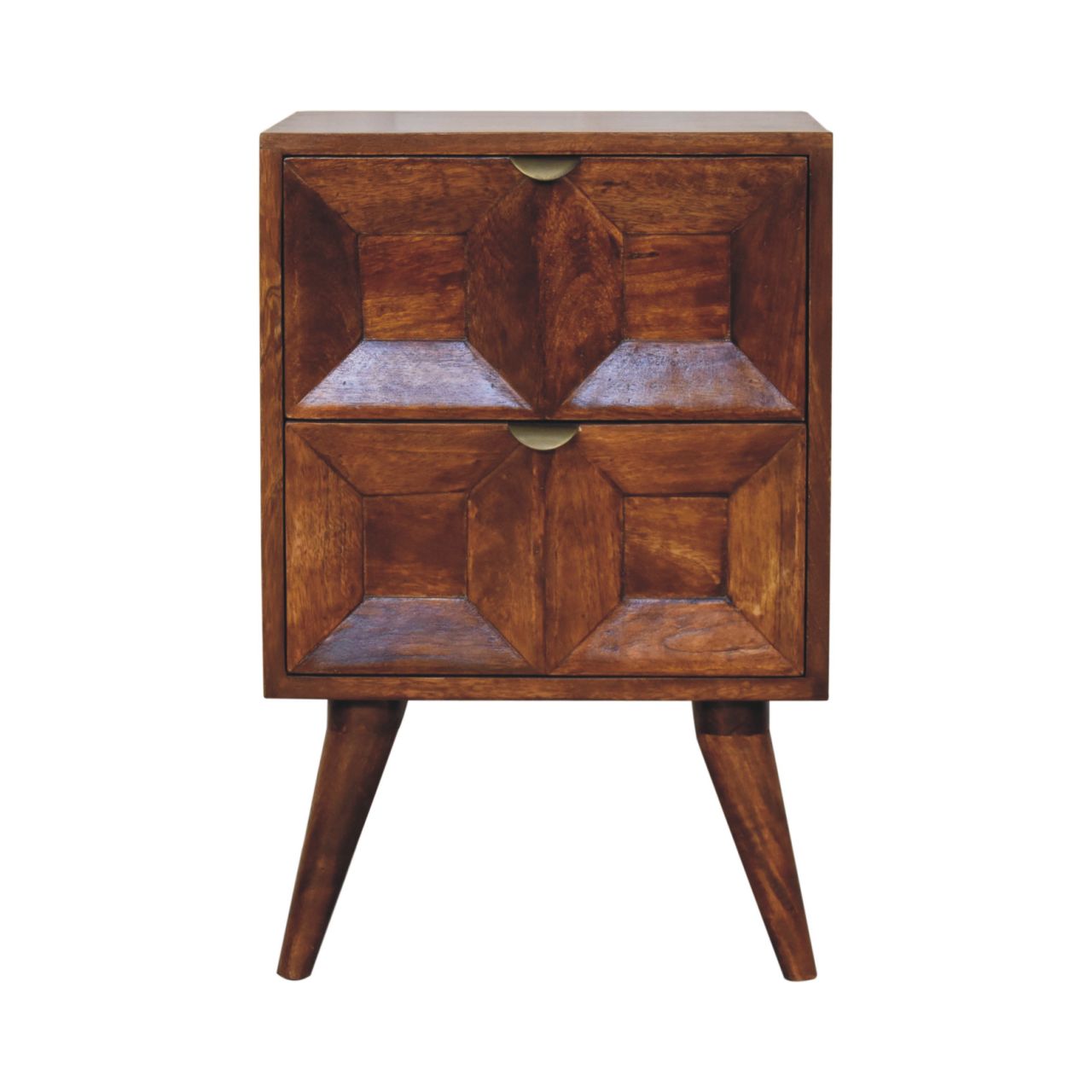 Quad Open Shelf Solid Mango Wood Bedside Table Natural Oak