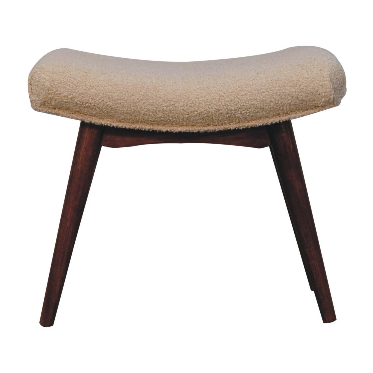 Honey Caramel Boucle Curved Bench Bedroom or Hallway Cream