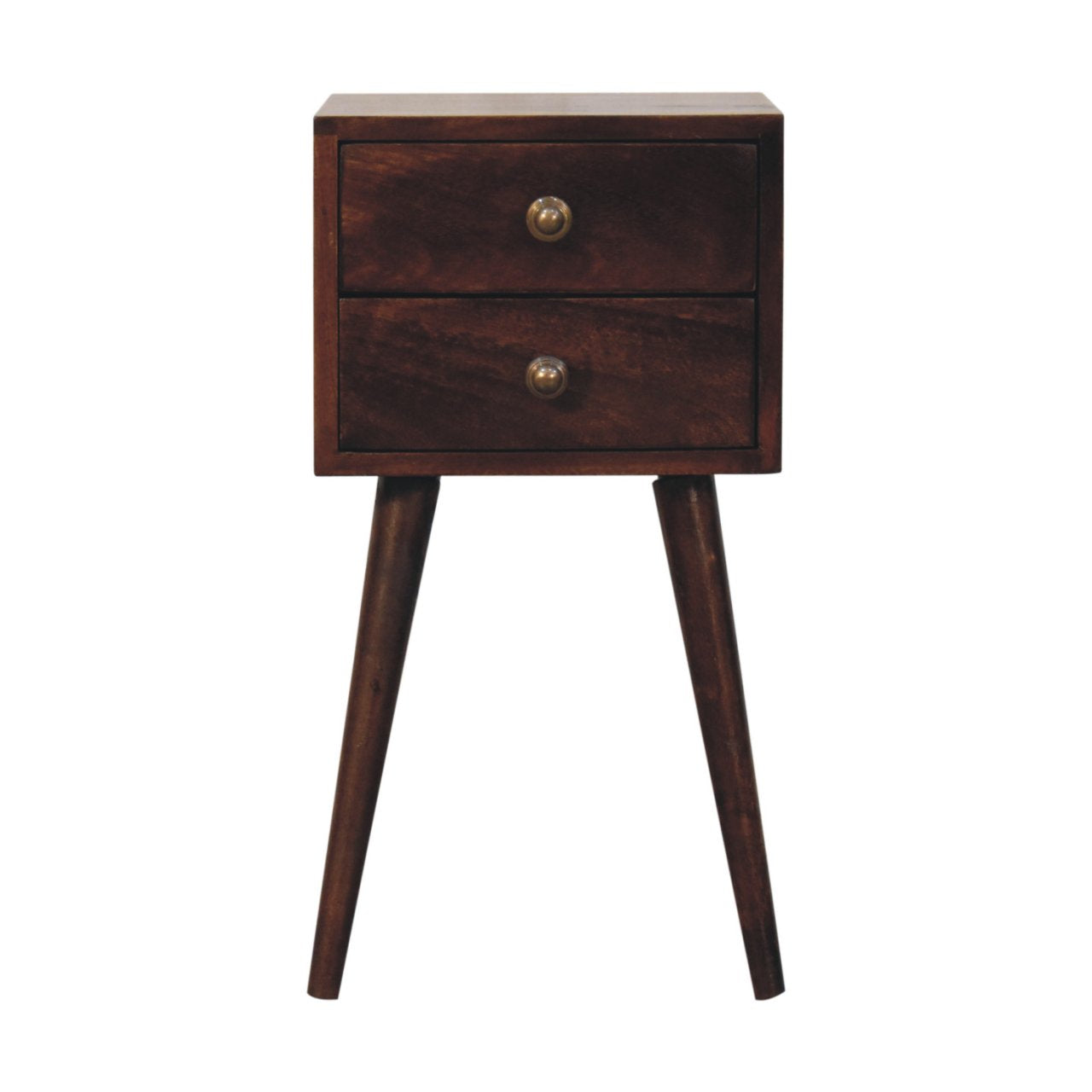 Compact California Walnut 2 Drawer Solid Mango Wood Bedside