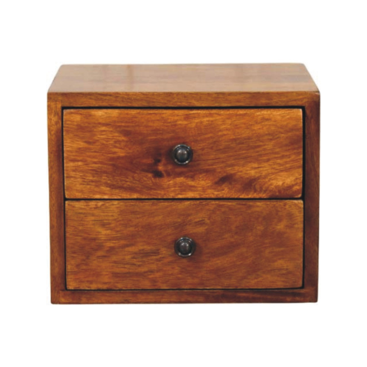 Solis Wall Mounted Solid Wood 2 Drawer Floating Nightstand Chestnut