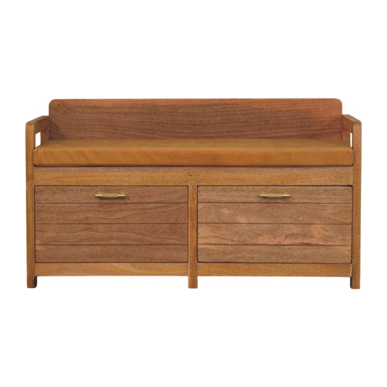 Solid Oak 2 Drawer Hallway Storage Bench with Lift Seat