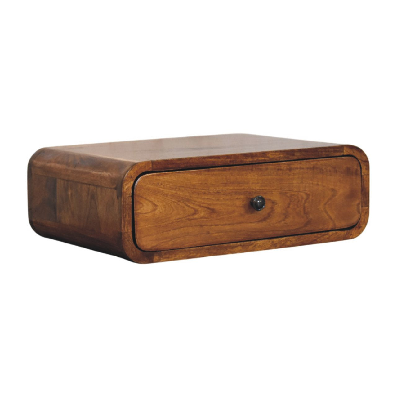 Avora Wall Mounted Solid Wood 1 Drawer Bedside Nightstand Chestnut