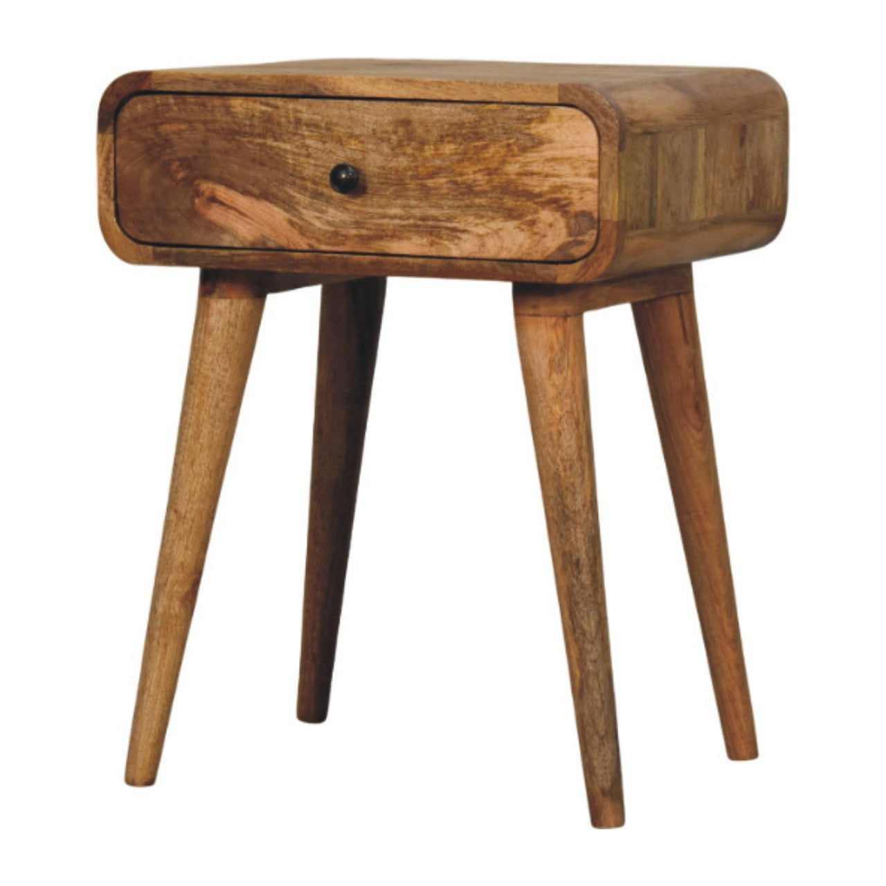 Avora 1 Drawer Open Shelf Solid Mango Wood Bedside Table Oak