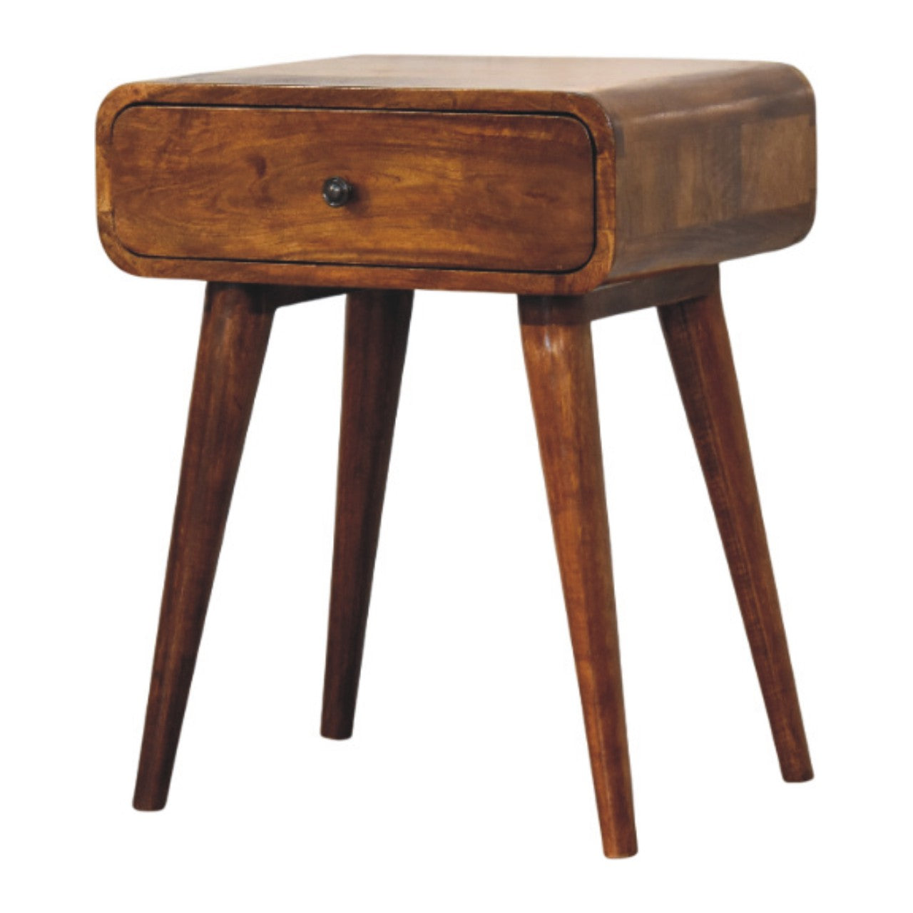 Avora 1 Drawer Open Shelf Solid Mango Wood Bedside Table Chestnut
