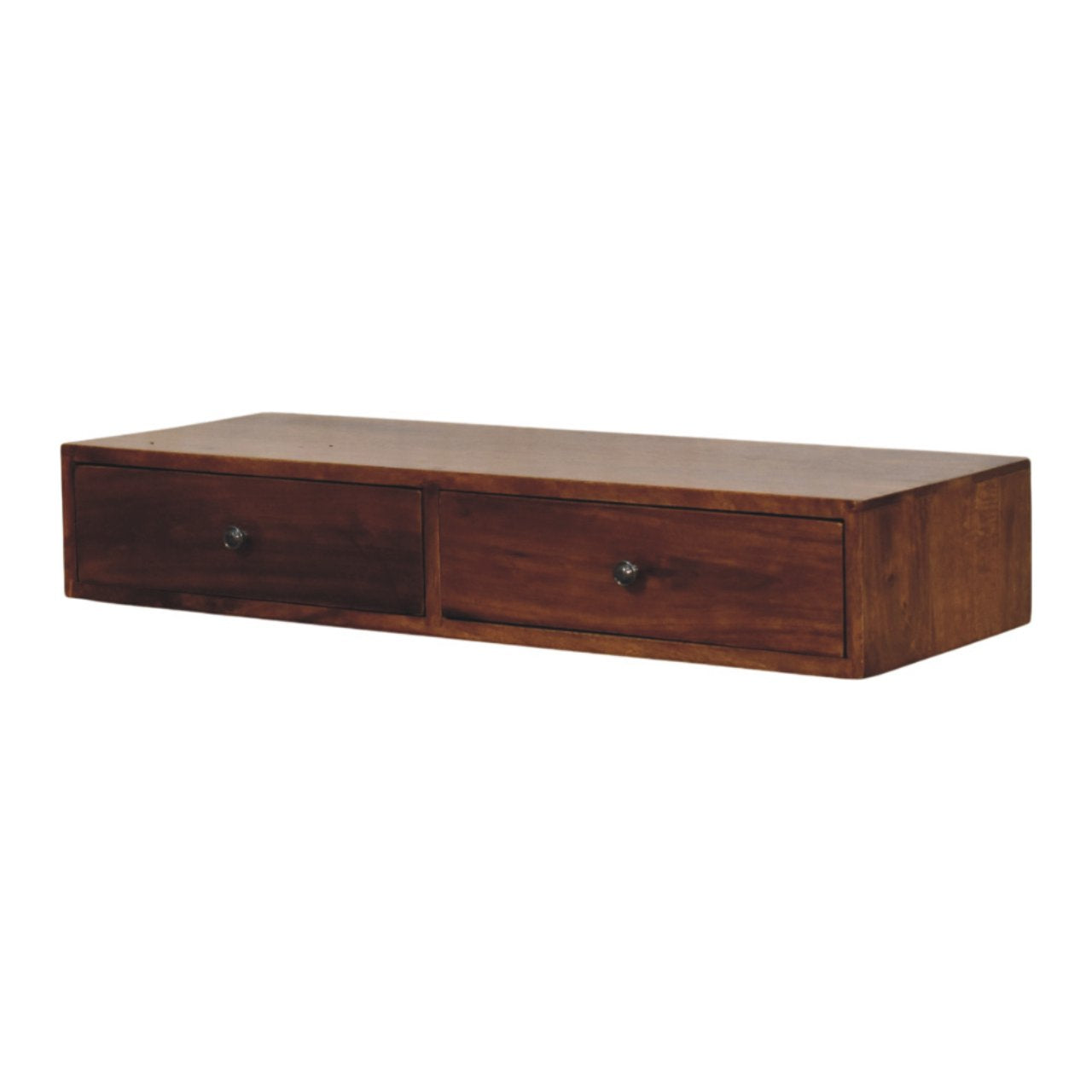 Lunar Wall Mounted 2 Drawer Chestnut Solid Mango Wood Console