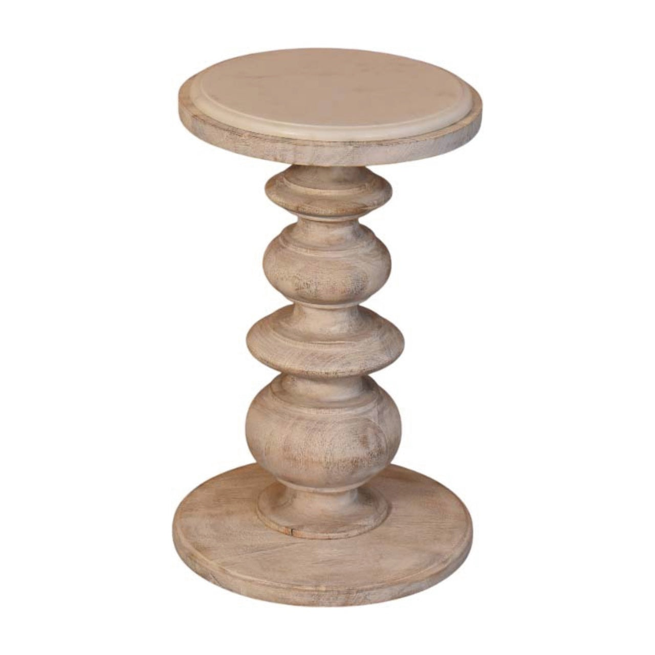 Bellis Marble Top Round Accent Side Table Solid Frame