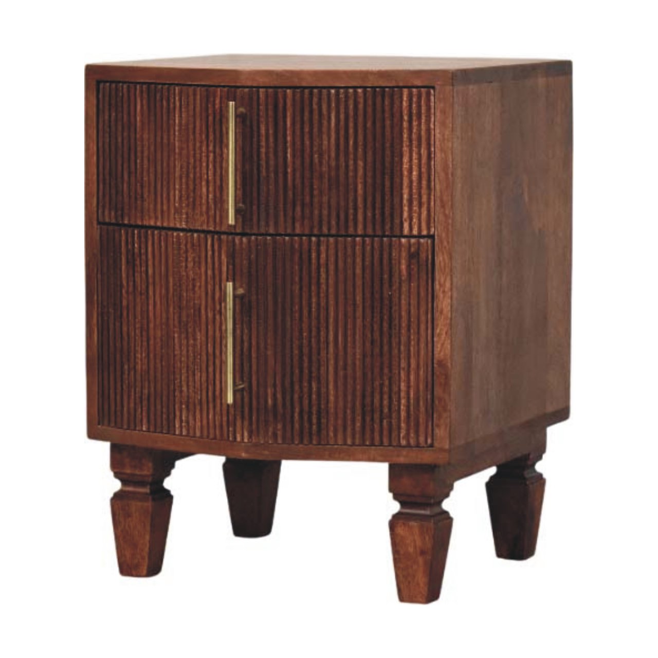 Harper Open Shelf Solid Mango Wood Bedside Table Tan Roasted