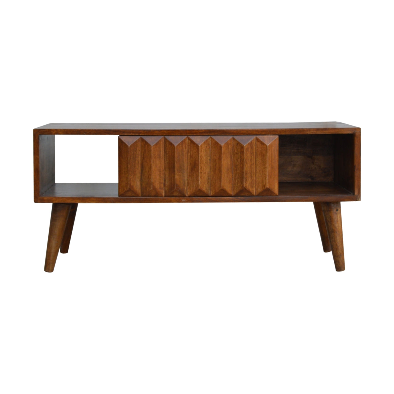 Prism Sliding Door Chestnut Solid Wood TV Media Unit
