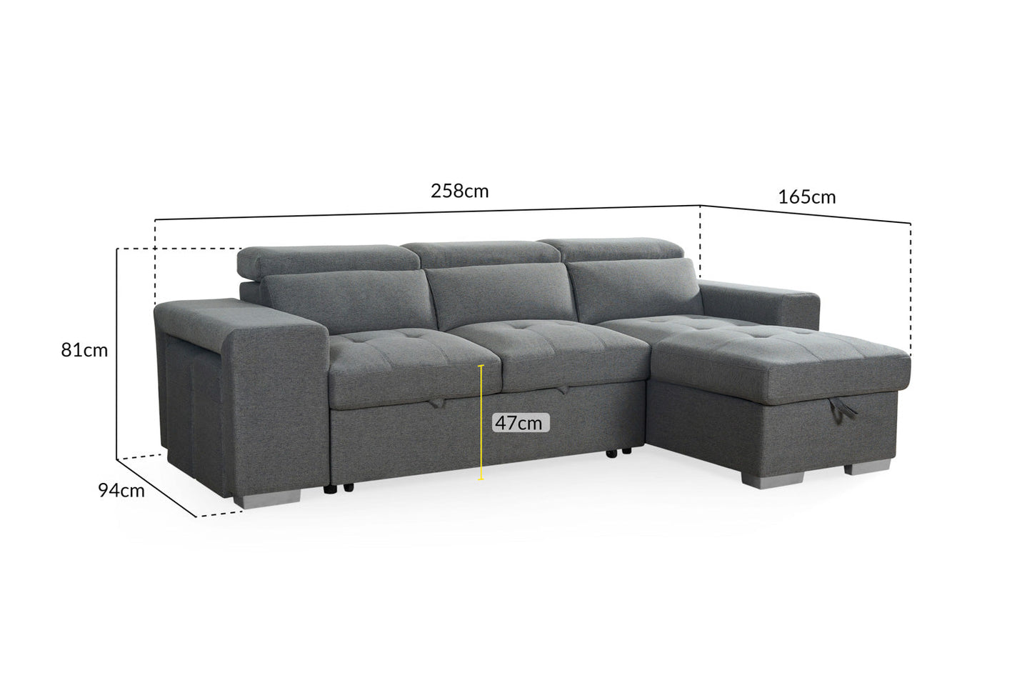 Artemis Sofabed Grey Universal Corner