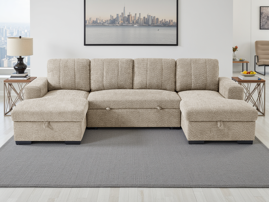 Como Sofabed Beige U Shape Corner