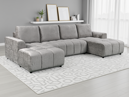 Shanghai Luxury Grey U Shape Corner Sofabed