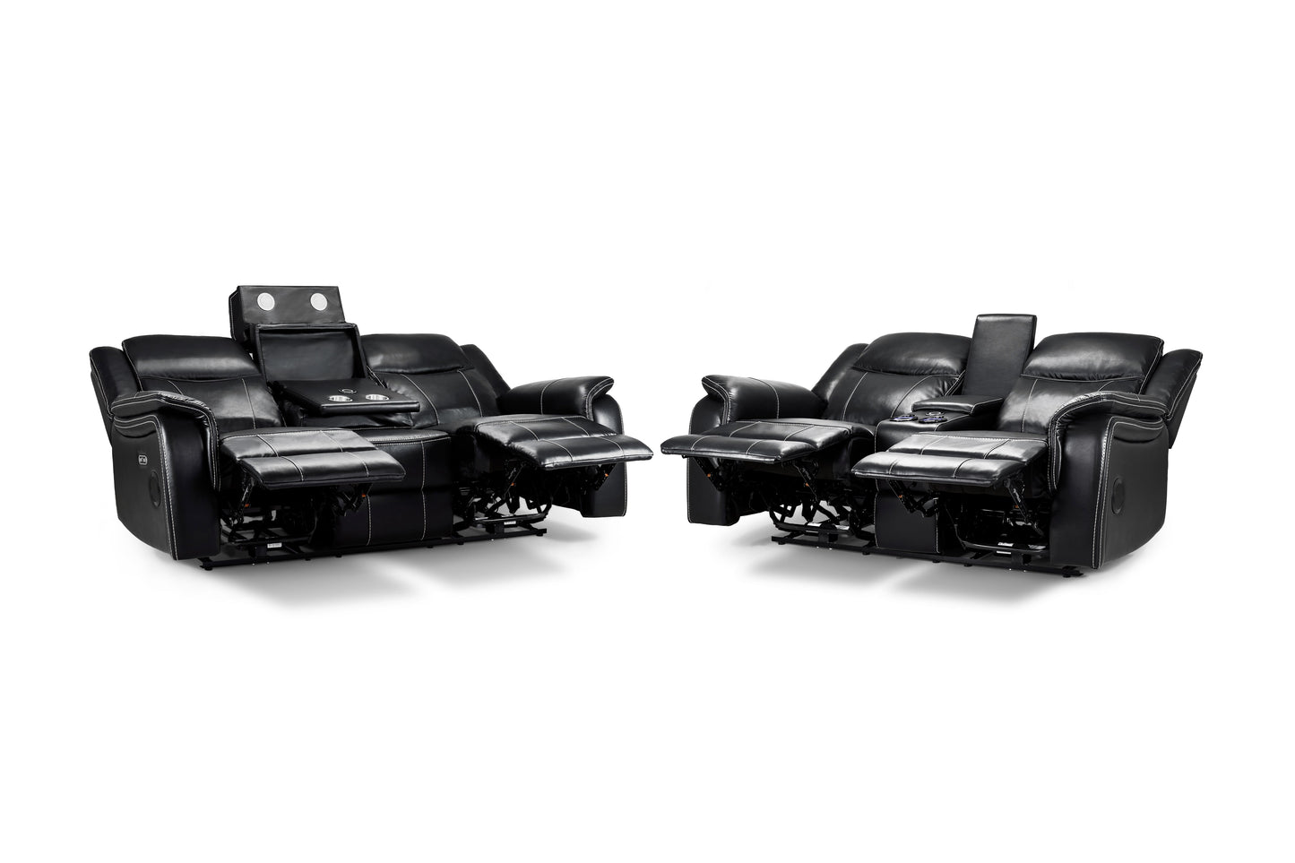 Galaxy Tech Electric Recliner Sofa Black 3+2 Set