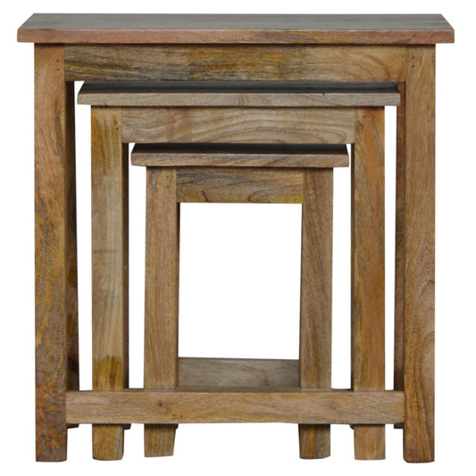 Graduated Country Stool Set of 3 Solid Mango Wood Natural