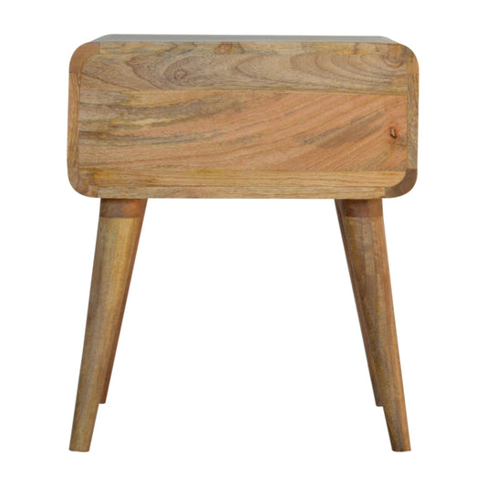 Close-Knit Woven Fabric Door Solid Wood Bedside Table Natural