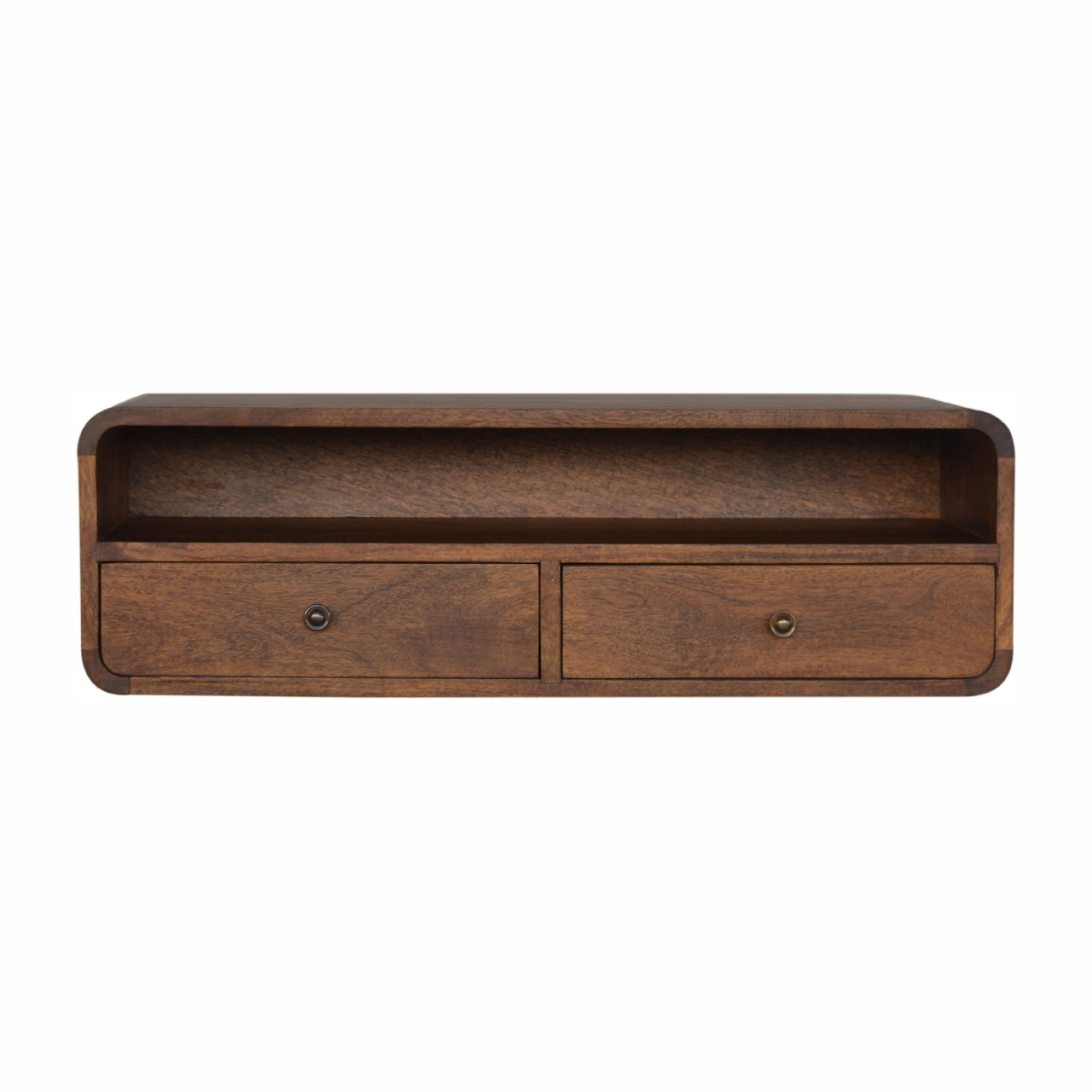 Floating Wall Mounted Chestnut Open Console Shelf Solid Wood
