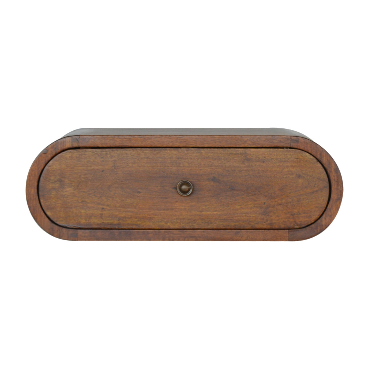 Wall Mounted Rounded Bedside Shelf Solid Mango Wood Chestnut