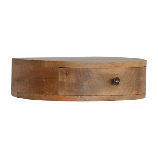 Wall Mounted Rounded Floating Bedside Shelf Solid Mango Wood Natural