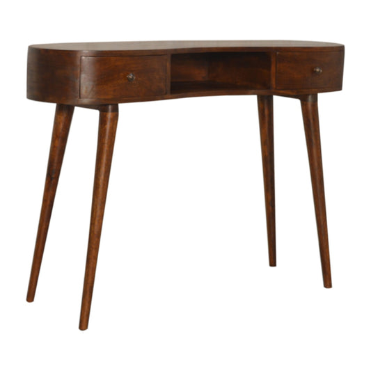 Chestnut Wave Profile Solid Mango Wood Writing Desk