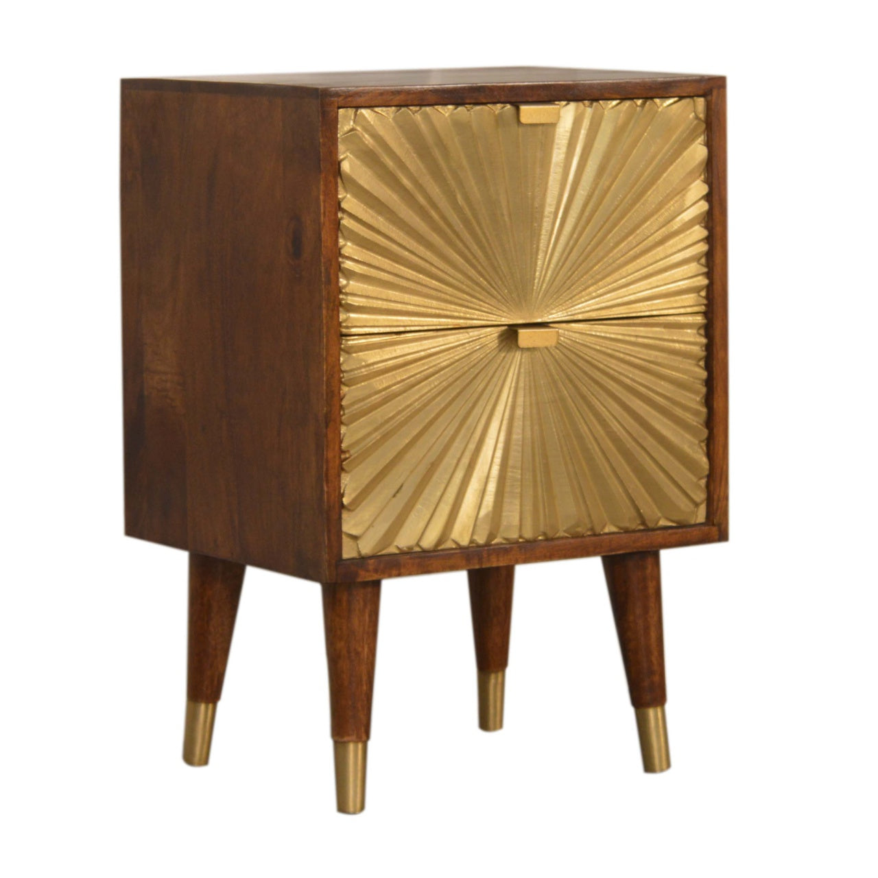 Manila Gold Hardware Open Shelf Solid Mango Wood Bedside