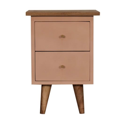 Blush Pink Hand Painted Open Shelf Solid Mango Wood Bedside