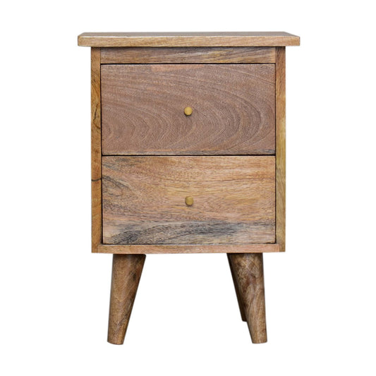 Classic Open Shelf Solid Mango Wood Bedside Table Natural Oak