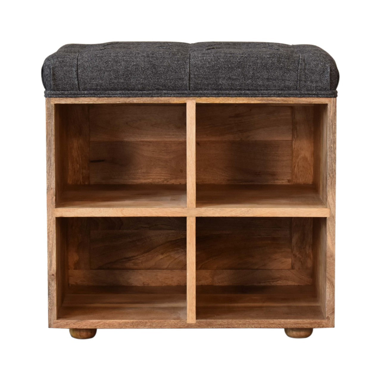 Black Fabric Lift-Up Lid Shoe Storage Footstool Bench