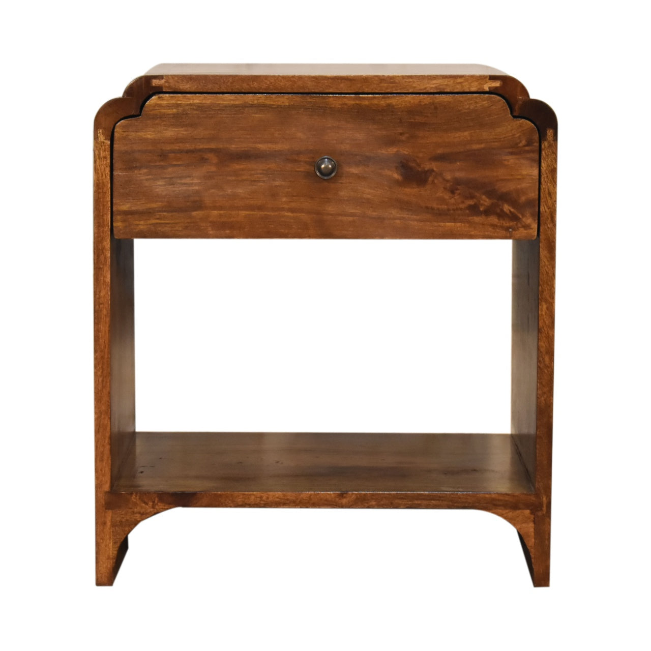 Newton Open Shelf Solid Mango Wood Bedside Table Natural