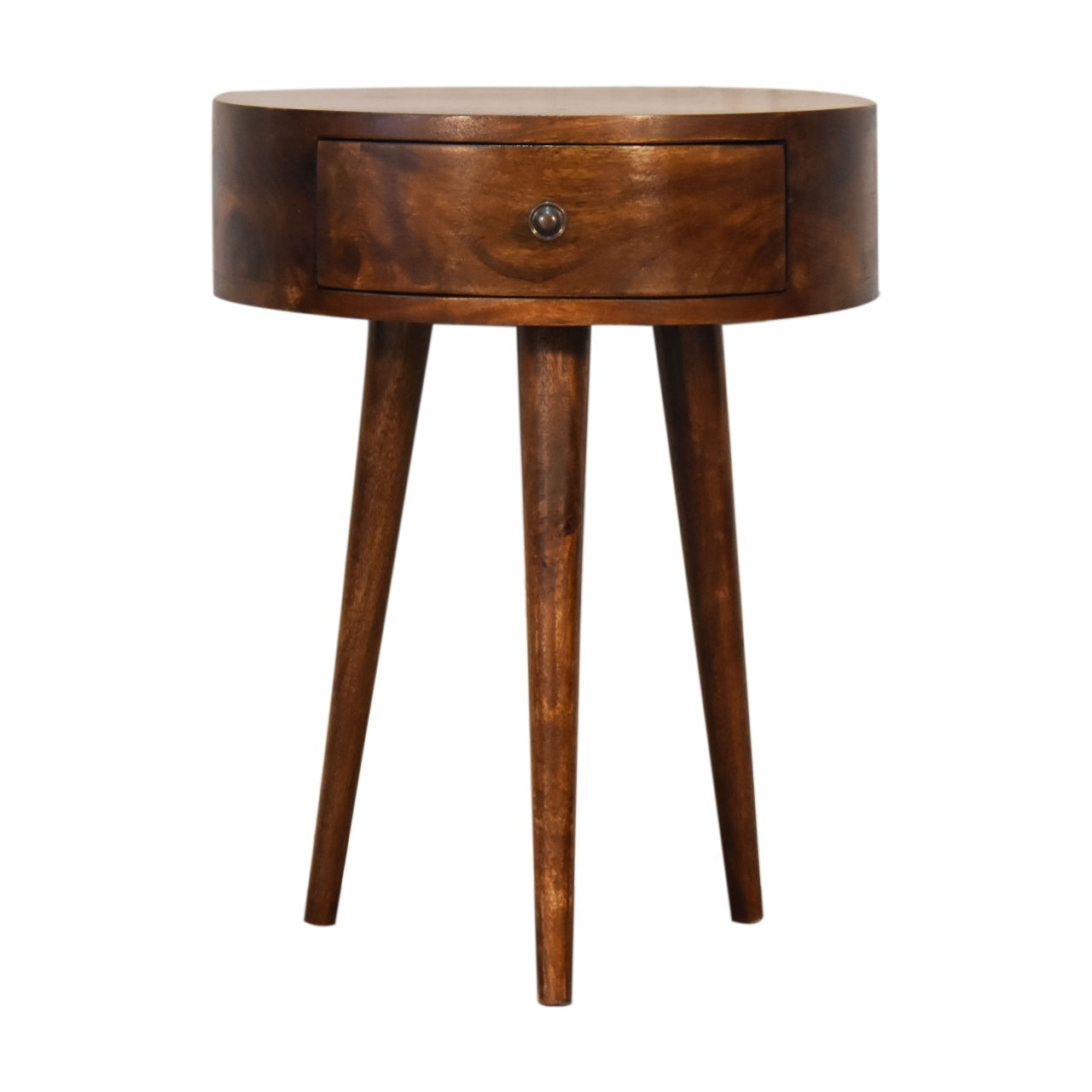 Semi-Circle Solid Mango Wood Bedside Table Chestnut