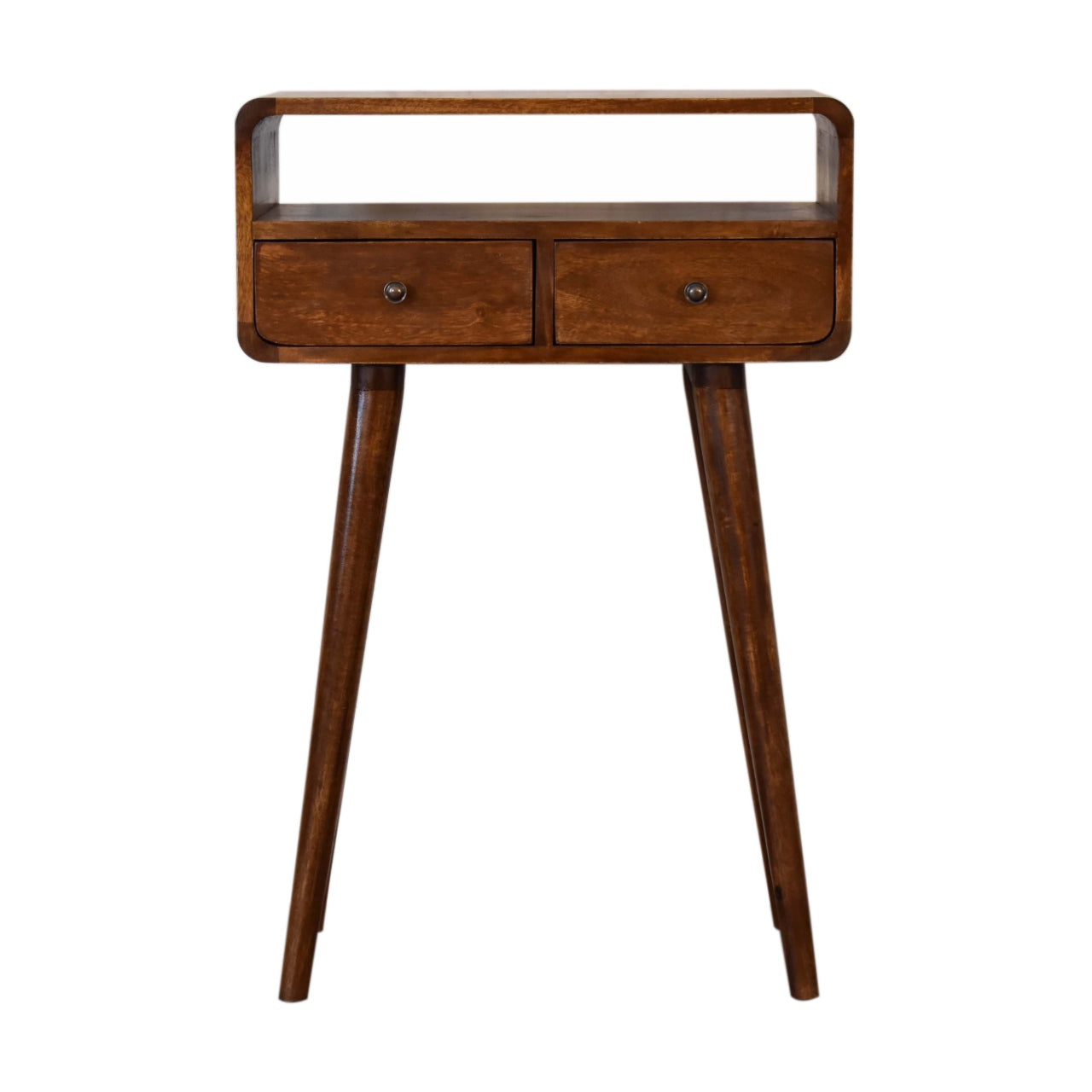 Compact Narrow Chestnut Solid Mango Wood Hallway Console Table