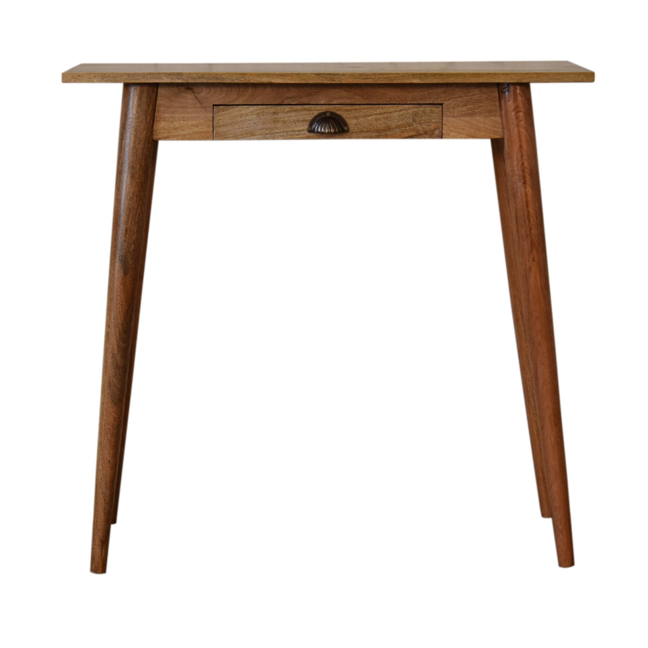 Compact Nordic Solid Mango Wood Writing Desk Natural Oak