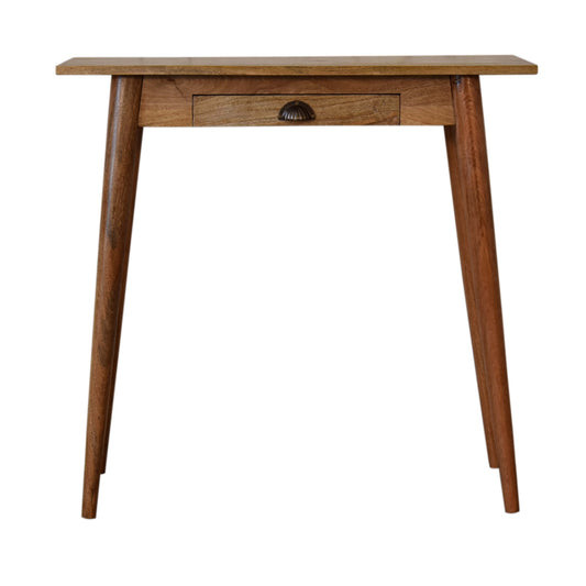 Compact Nordic Solid Mango Wood Writing Desk Natural Oak