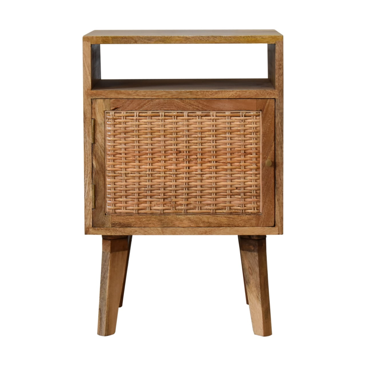 Knitted Fabric Door Solid Wood Bedside Nightstand Natural