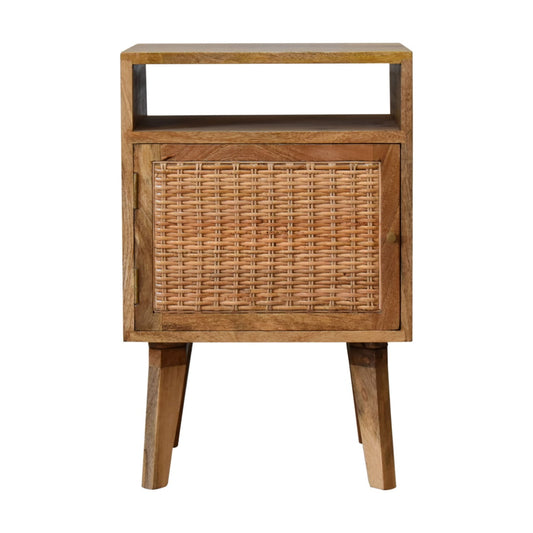 Knitted Fabric Door Solid Wood Bedside Nightstand Natural