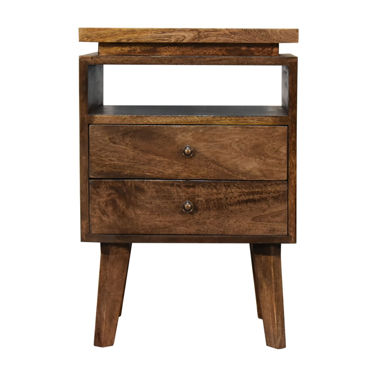 Platform Open Shelf Solid Mango Wood Bedside Table Natural