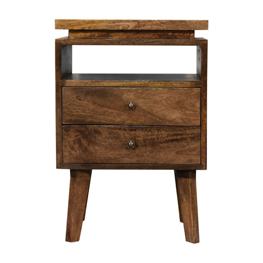 Platform Open Shelf Solid Mango Wood Bedside Table Natural