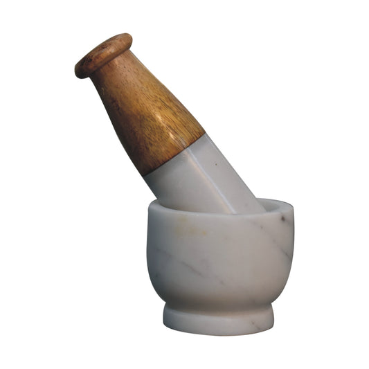 Natural Marble Pestle and Mortar Herb Spice Grinder Kitchen