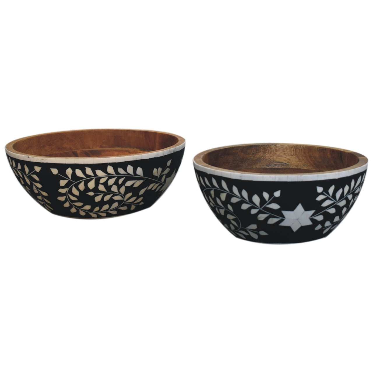 Floral Resin Inlay Wooden Bowl Centrepiece Handcrafted